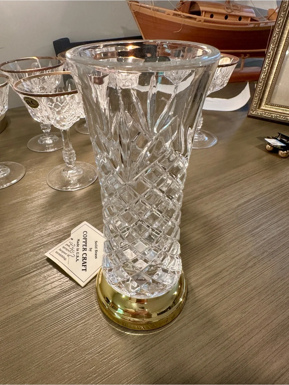 Copper Craft Crystal Vase see description